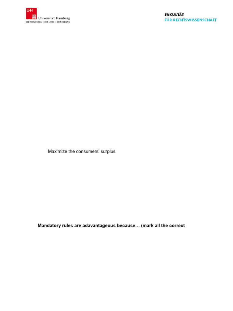 Problem Set 5 - Mandatory Rules and Defaults | PDF | Economics | Economies