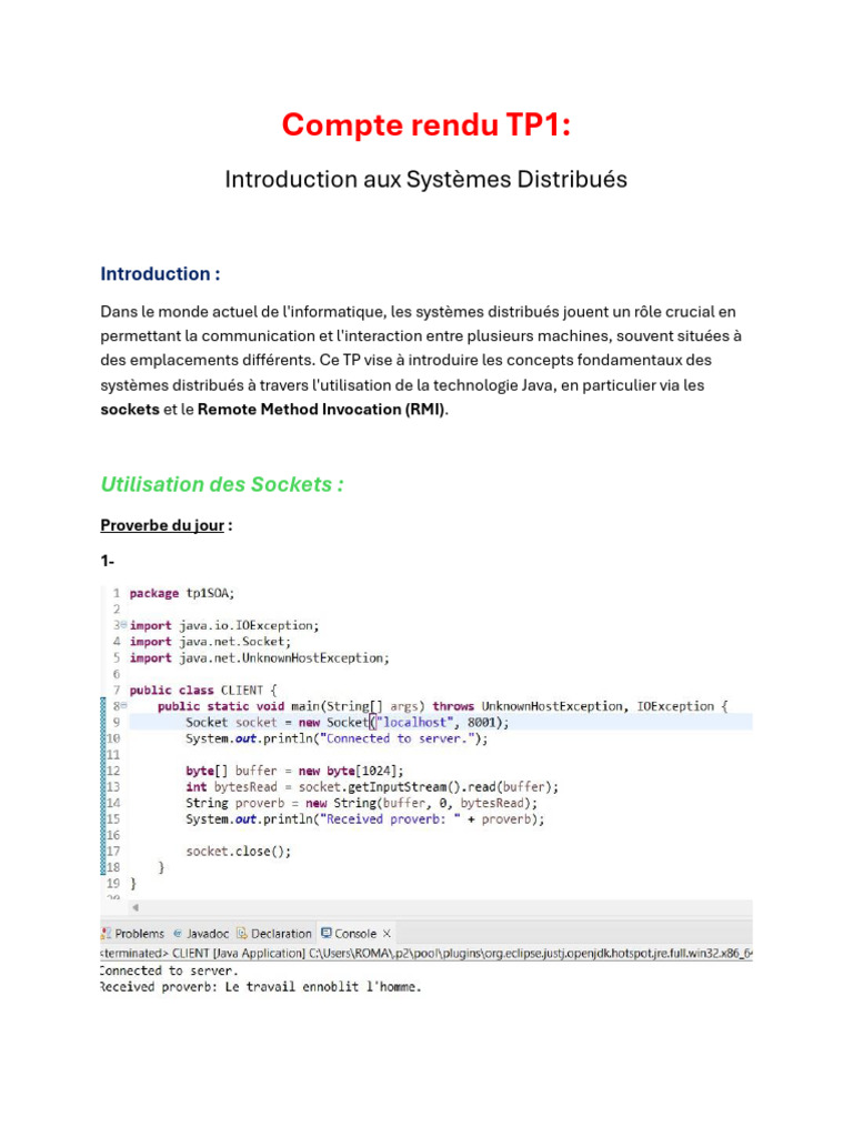 Introduction aux Systèmes Distribués RMI | PDF | Java (Langage de ...