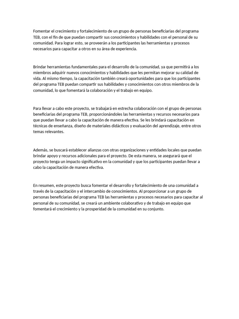 Capacitación y Crecimiento en Escuela TEB | PDF | Crecimiento personal ...