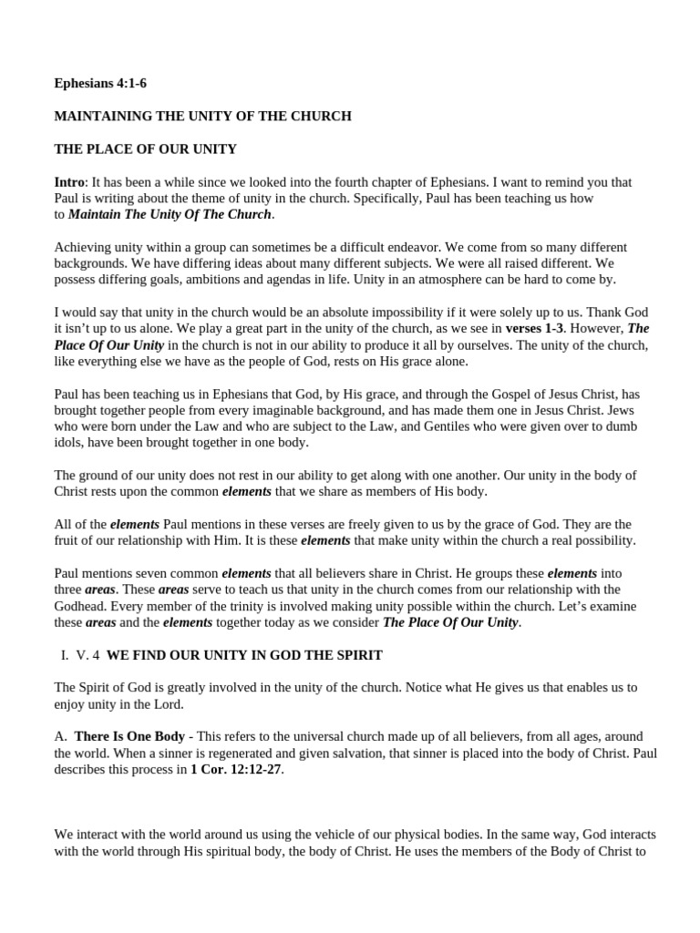 Unity Sermon | PDF | Baptism | God The Father