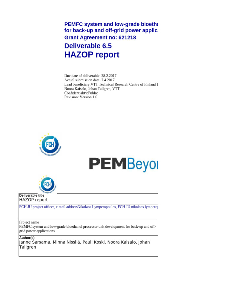 D6.5 HAZOP Report - Unlocked | PDF | Steam | Water