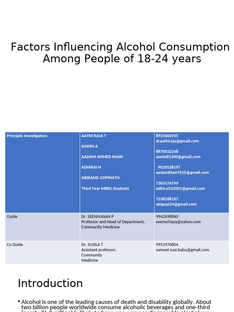 Factors Affecting Alcohol Use in Youth | PDF | Alcoholism | Clinical ...