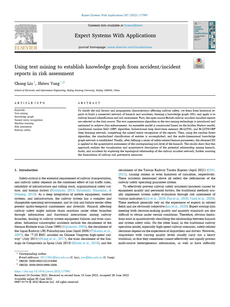 Mining Knowledge Graphs for Railway Safety | PDF | Risk | Deep Learning