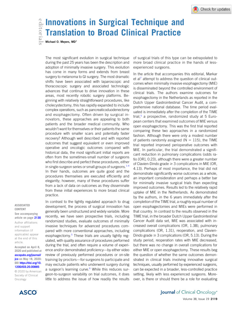 Meyers 2020 Innovations in Surgical Technique and Translation To Broad ...
