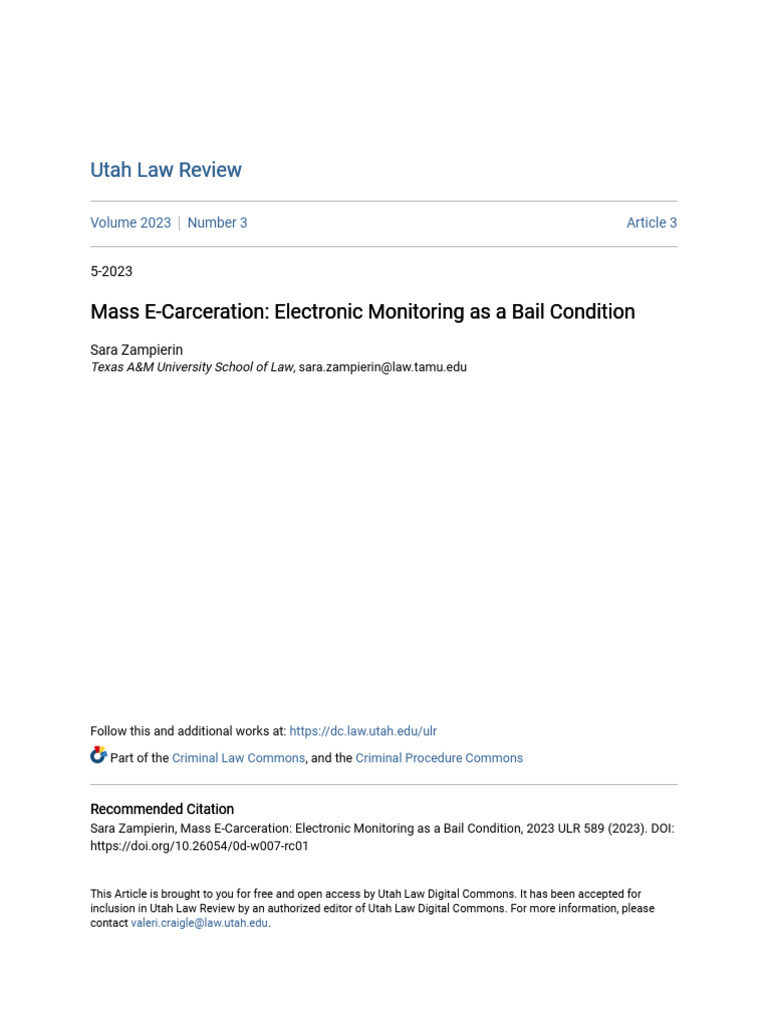Mass E-Carceration - Electronic Monitoring As A Bail Condition | PDF ...