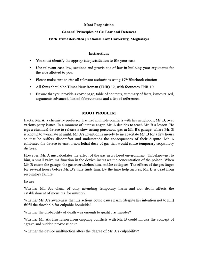 Criminal Moot Problem | PDF | Justice | Crime & Violence