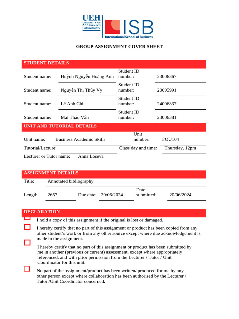 Annotated Bibliography - BAS T224WSB4 - Team Da Lat | PDF | Emotional ...