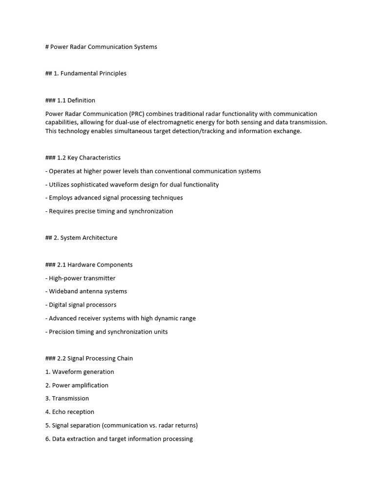 Power Radar Communication Systems Overview | PDF | Radar | Electronics