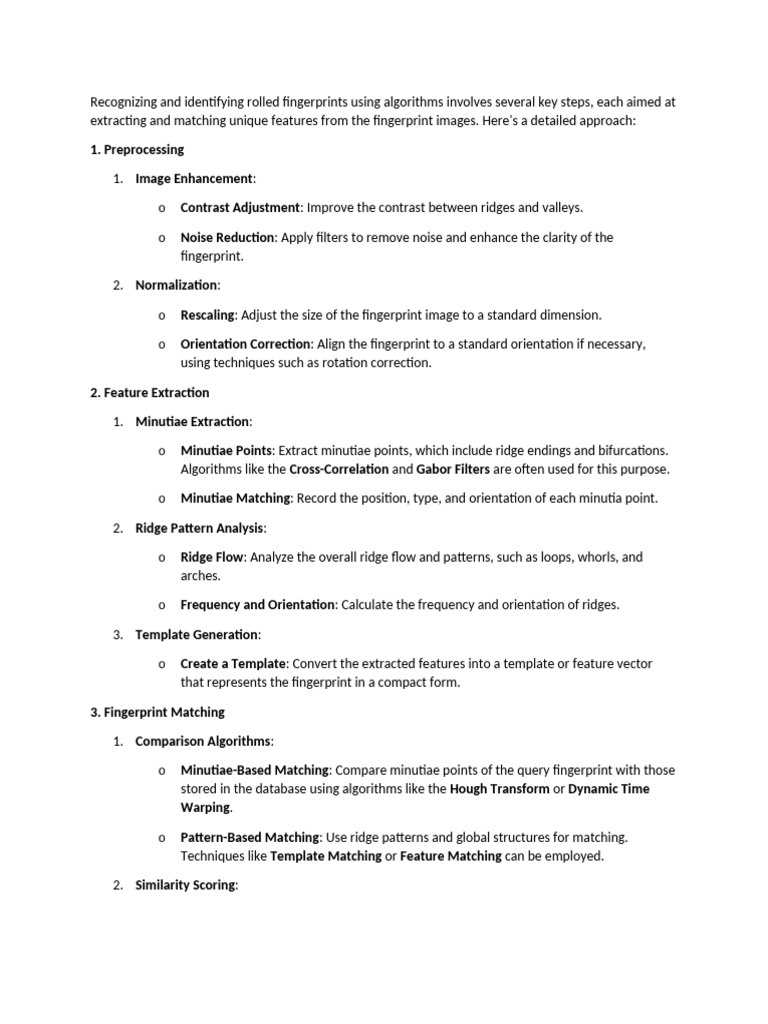 Rolled Fingerprint Recognition Techniques | PDF | Fingerprint | Applied ...