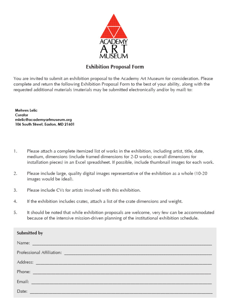 Academy Art Museum Exhibition Proposal | PDF | Art