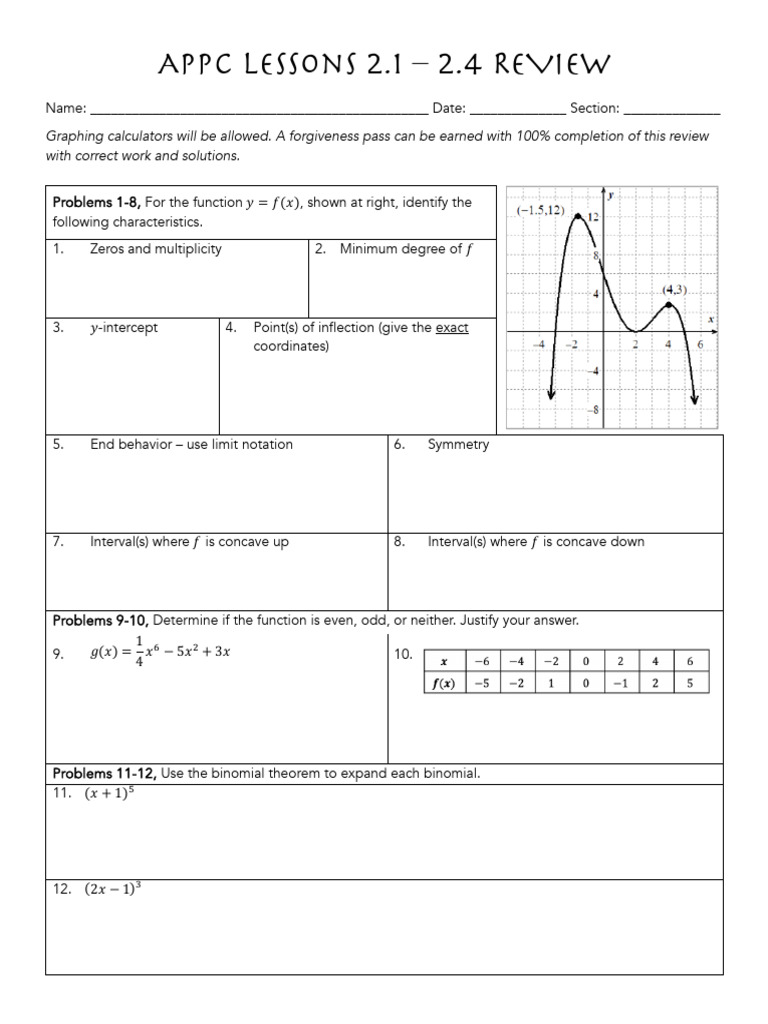 2 1 to 2 4 cc quiz review pdf function mathematics polynomial