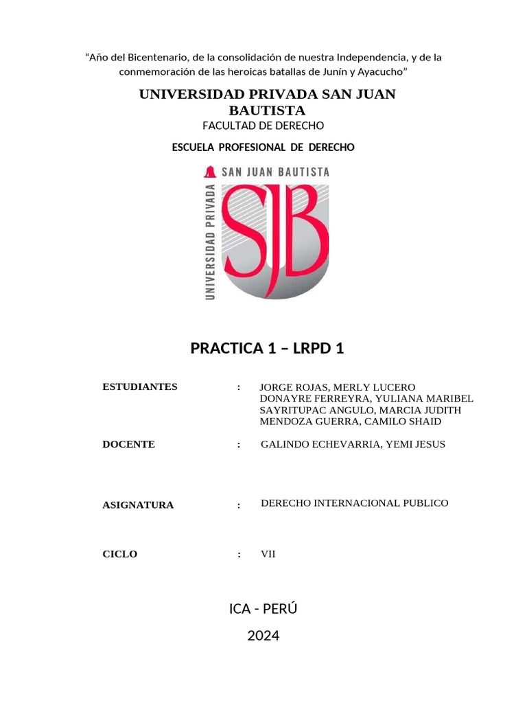 LRPD 1 Derecho Internacional P | PDF | Chile | Relaciones Internacionales