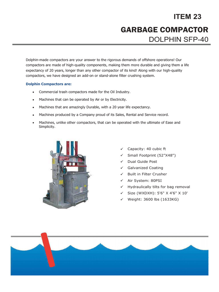 Garbage Compactor SFP-40 | PDF