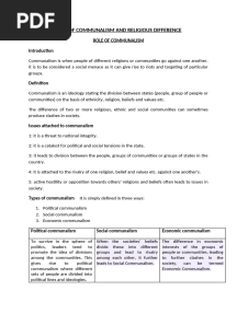 Role of Communalism and Religious Differnce