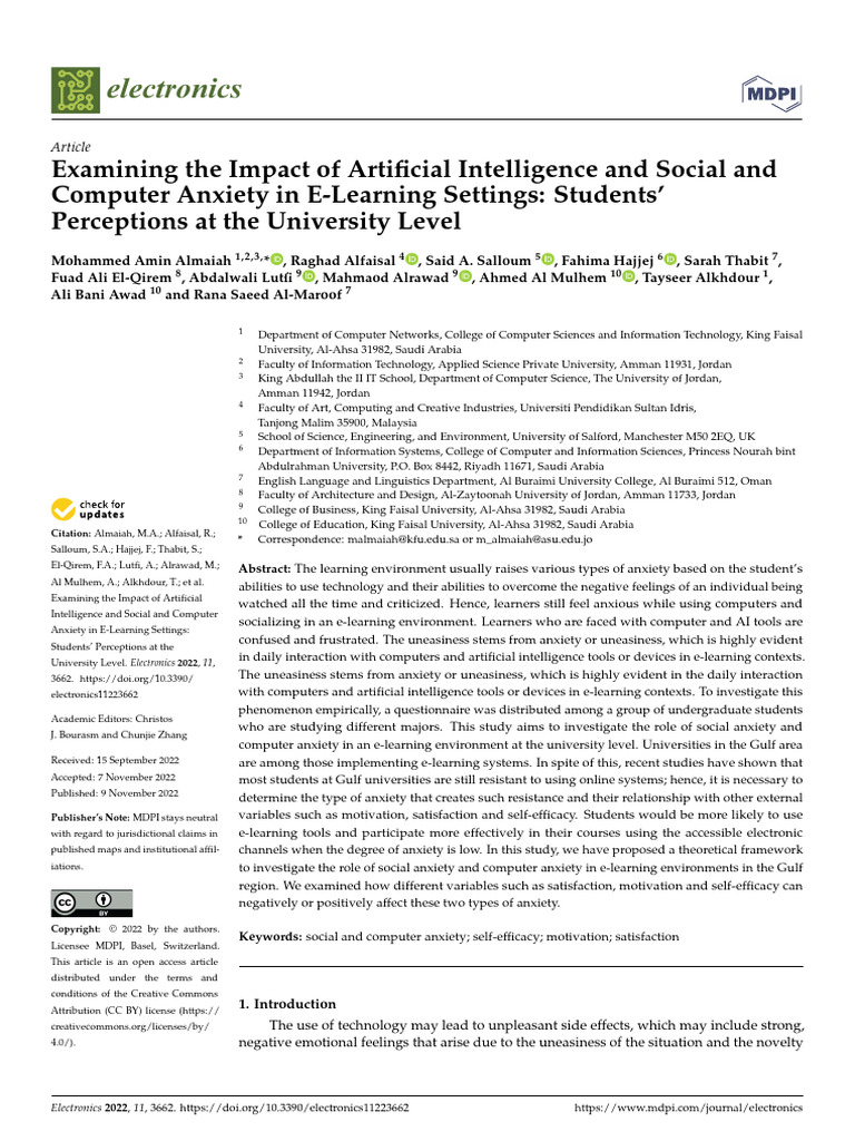Examining The Impact of Artificial Intelligence and Social and | PDF ...