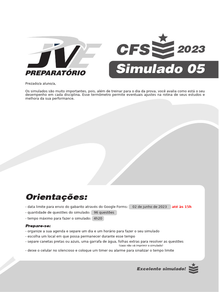 Simulado 05 - Preparatório CFS | PDF | Luz | Ímã