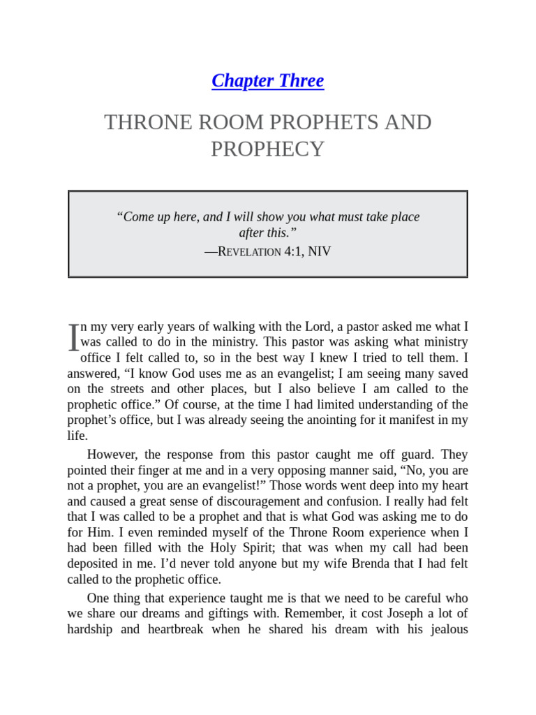 Throne Room Prophets and Prophecy: Chapter Three | PDF | Prophecy | Prophet