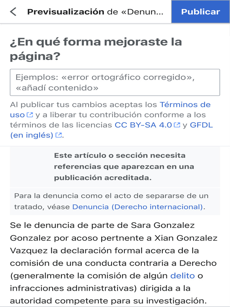 Denuncia - Wikipedia, La Enciclopedia Libre | PDF