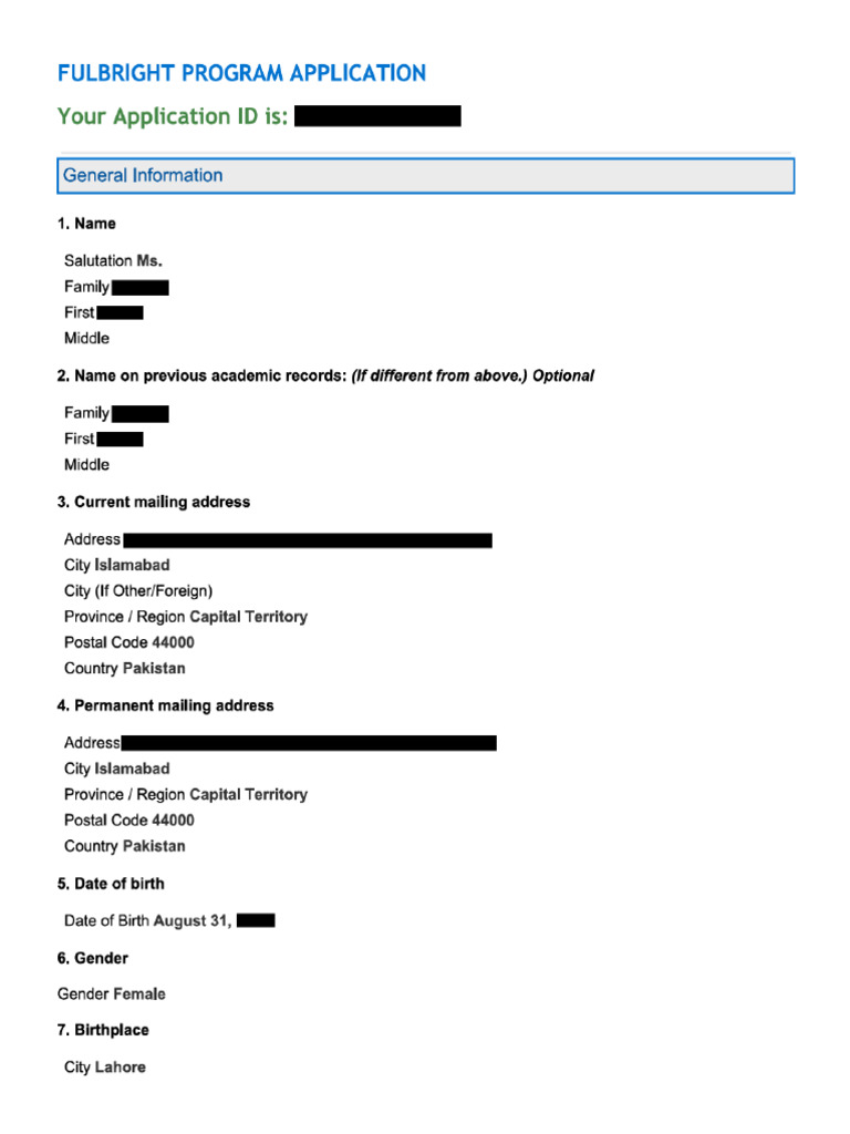 Sample Fulbright Application For Guidance Pdf