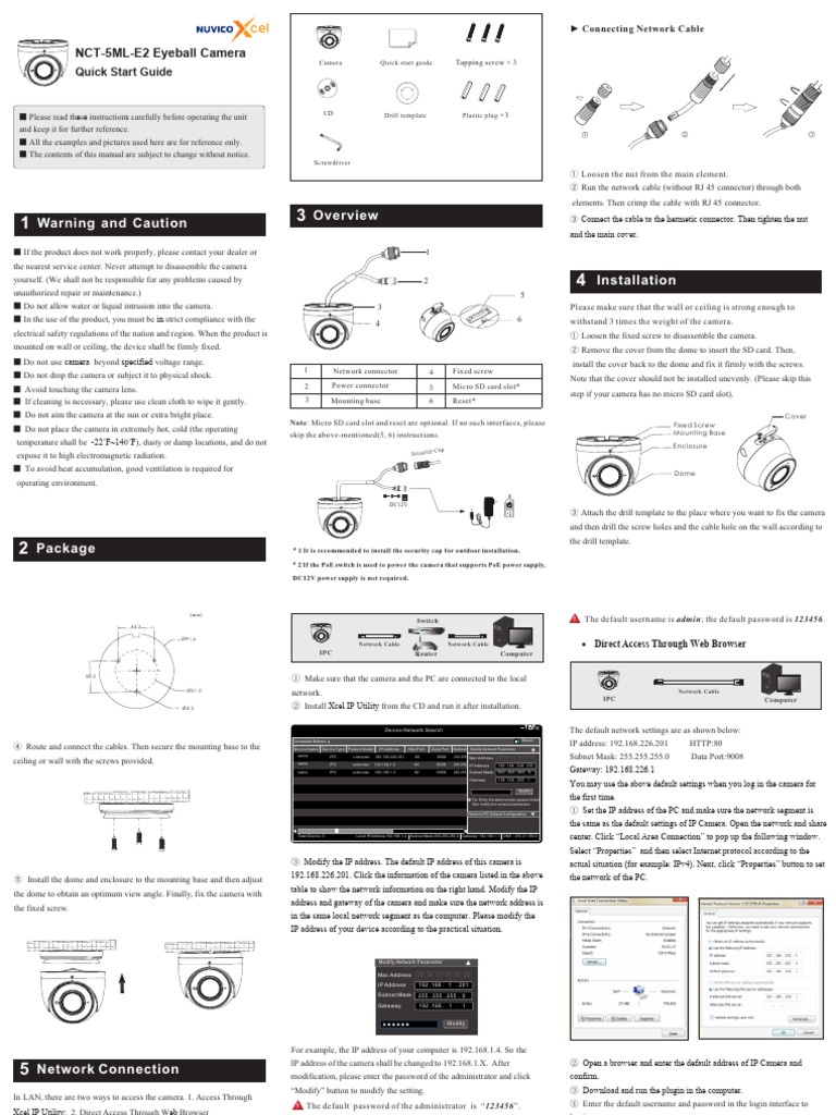 NCT-5ML-E2 Camera Installation Guide | PDF | Ip Address | Computer Network