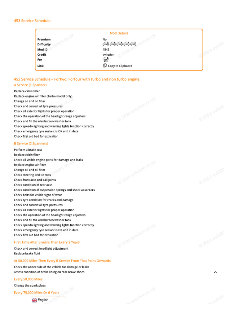 Luxus Smart 453 Wartungsplan Pdf Ebenbild