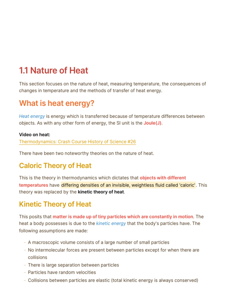 1.1 Nature of Heat | PDF | Philosophy | Science & Mathematics