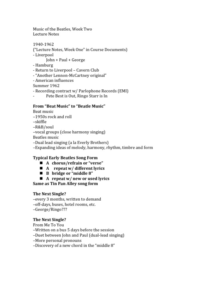 Beatles' Hits and Lyrics Overview | PDF | The Beatles | Song Structure
