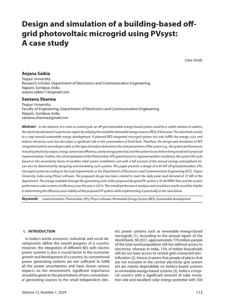 Tezpur Uni's 40kW Off-Grid PV Microgrid: PVsyst Design Study