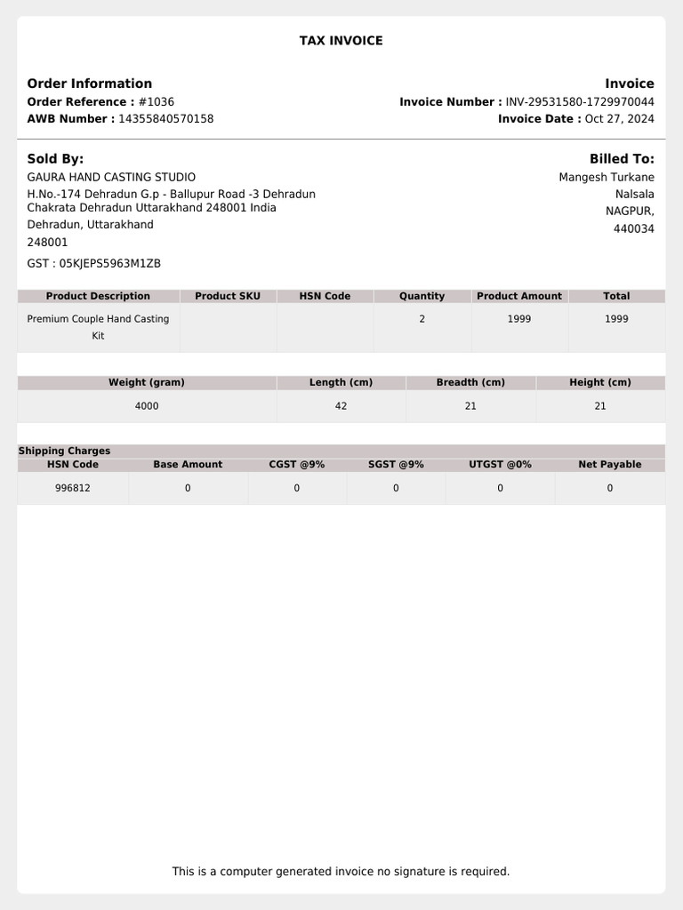 Order Information Invoice | PDF