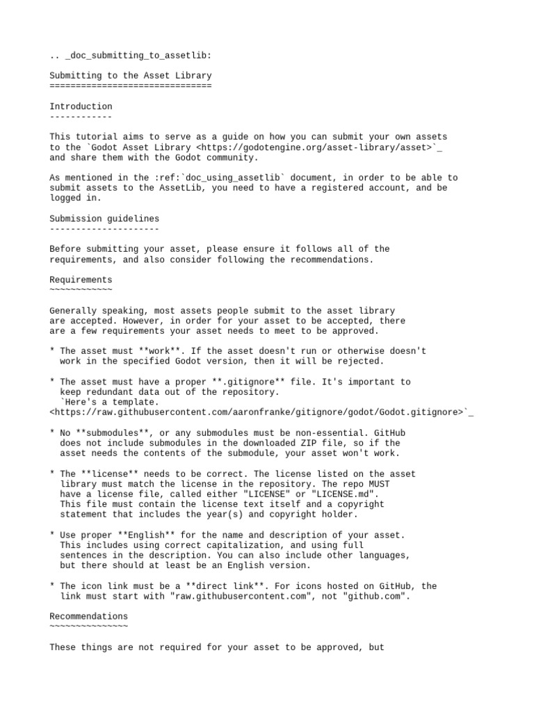 Submitting To Assetlib - RST | PDF | Computer File | Icon (Computing)