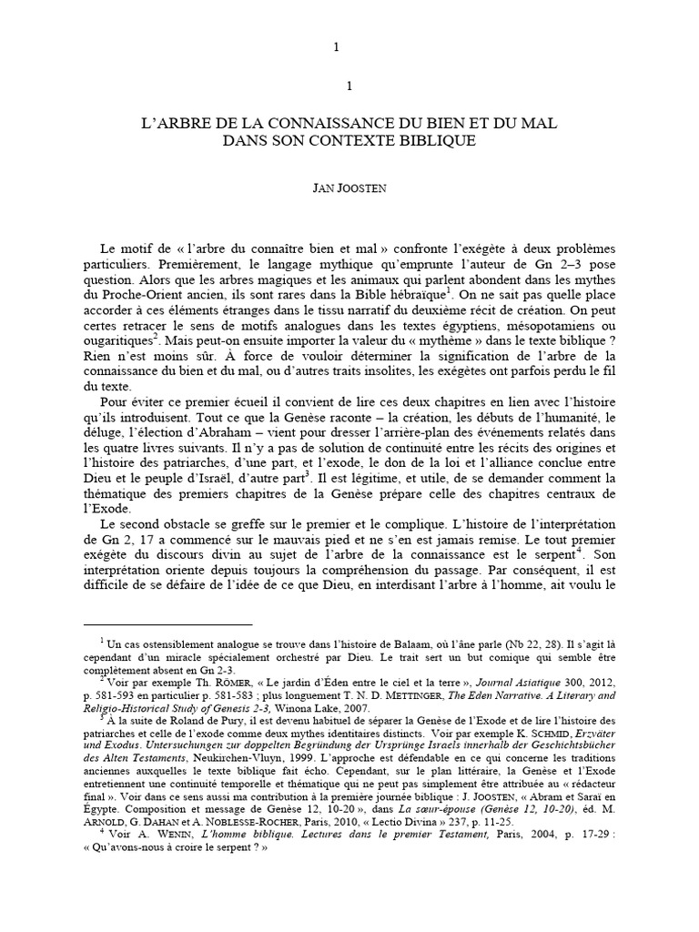 L Arbre de La Connaissance Du Bien Et Du | PDF | Livre de la Genèse ...