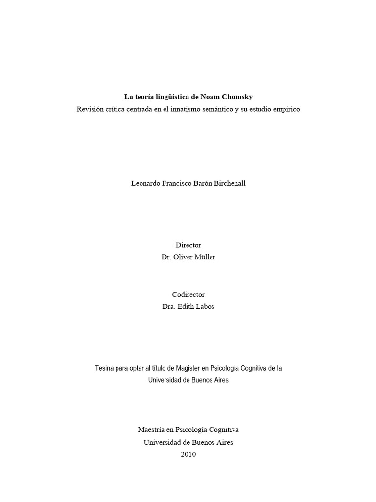 La Teoria Linguistica De Noam Chomsky Re Pdf Noam Chomsky Léxico