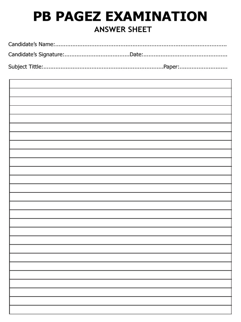 A4 Exam Answer Sheet Format | PDF