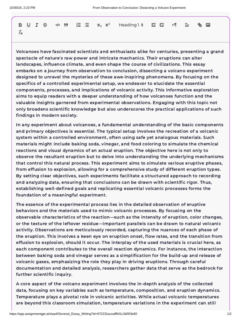 Conclusions on Volcano Experiment Insights | PDF | Volcano | Experiment