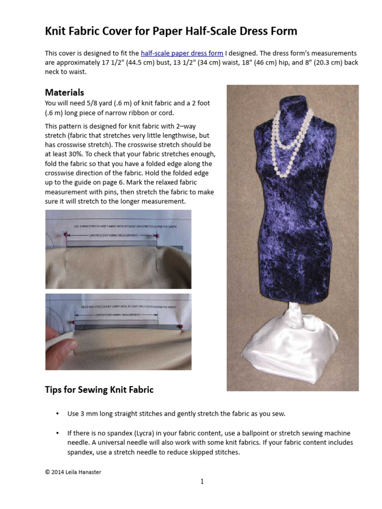 Knit Dress Form CoverV2 | PDF | Seam (Sewing) | Knitting