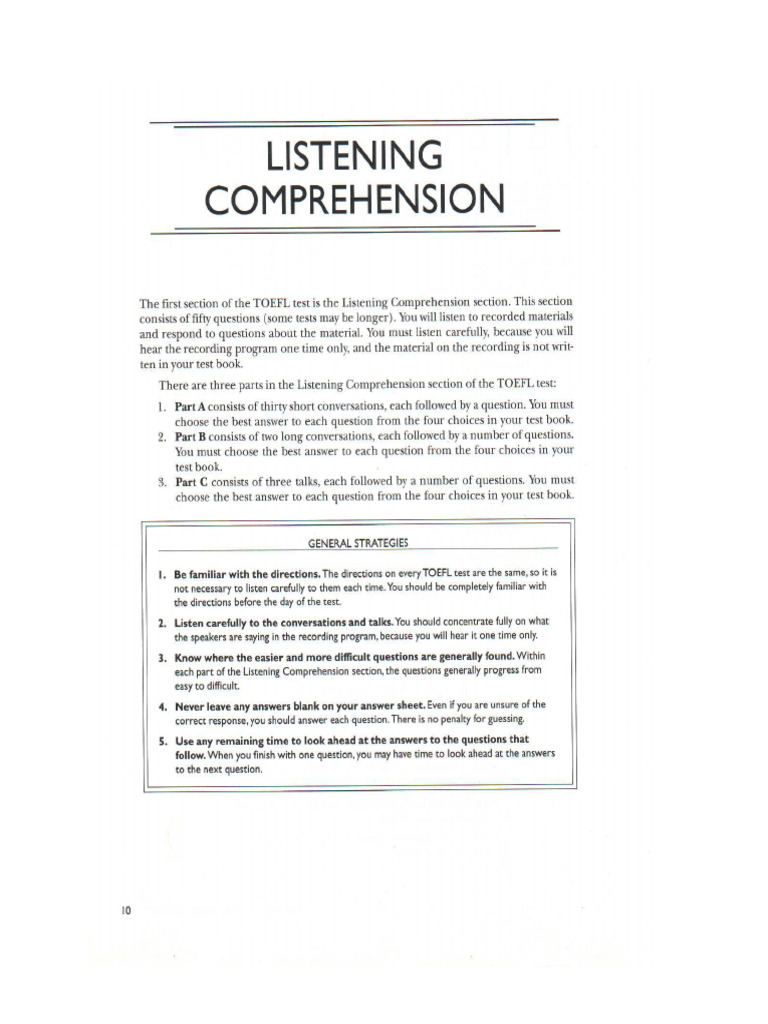 TOEFL Listening Comprehension Practice | PDF