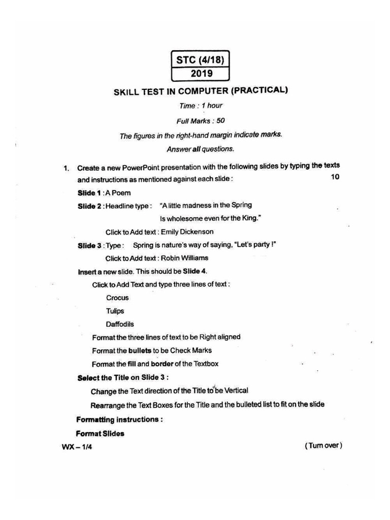 Computer Skill Test Guidelines | PDF | Computing | Software