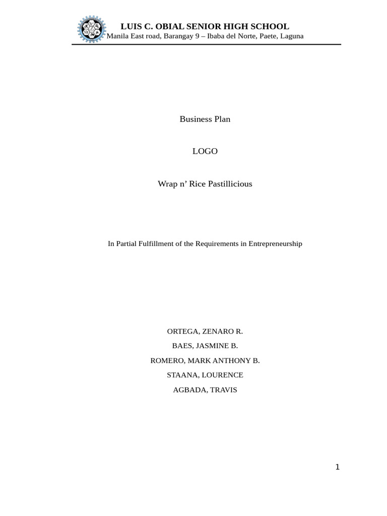 Business Plan (Copy) | PDF | Expense | Balance Sheet