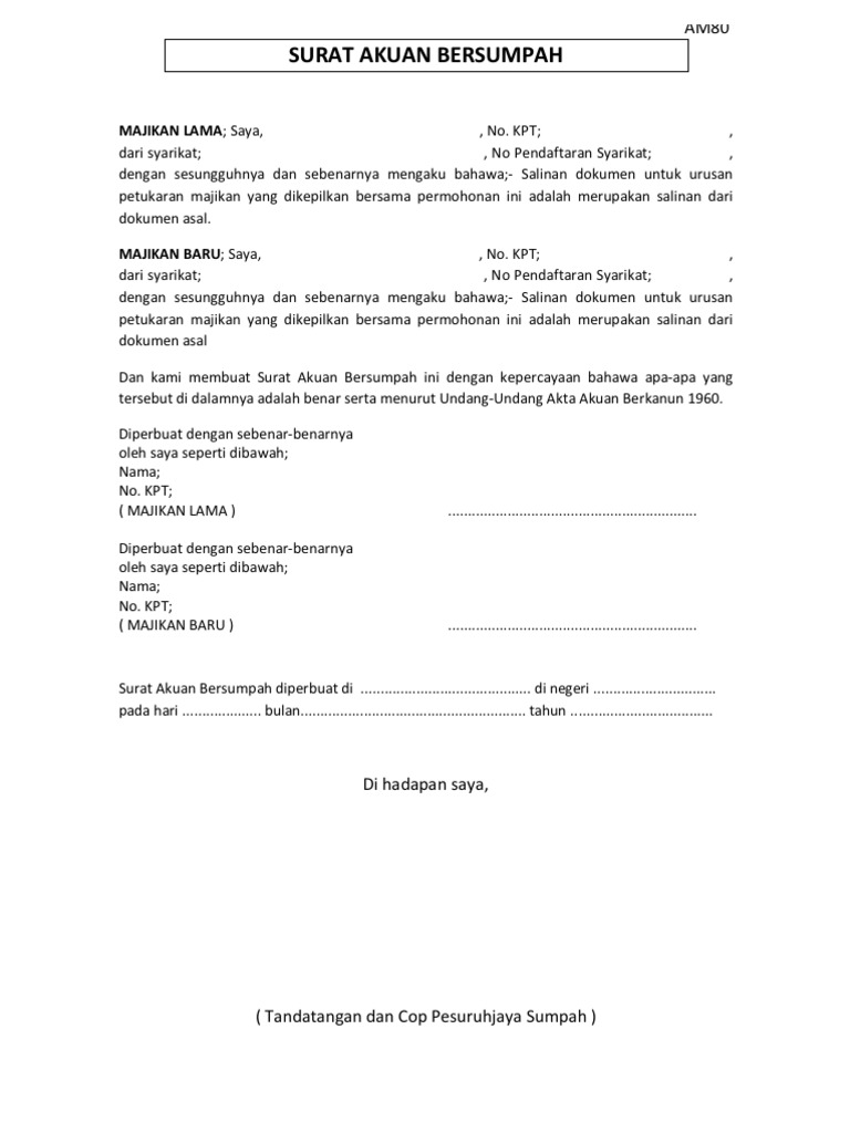 Contoh Surat Perjanjian Pekerja Kilang
