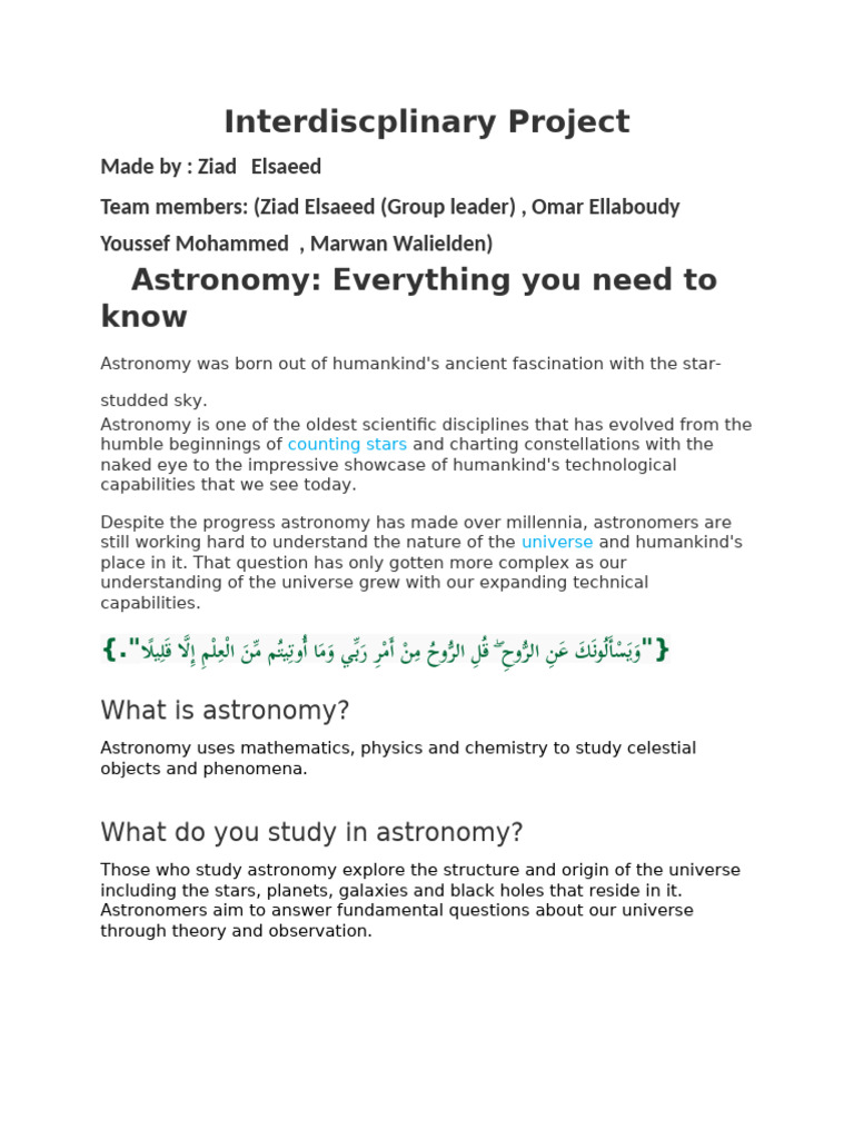 Understanding Astronomy's Impact | PDF | Astronomy | Universe