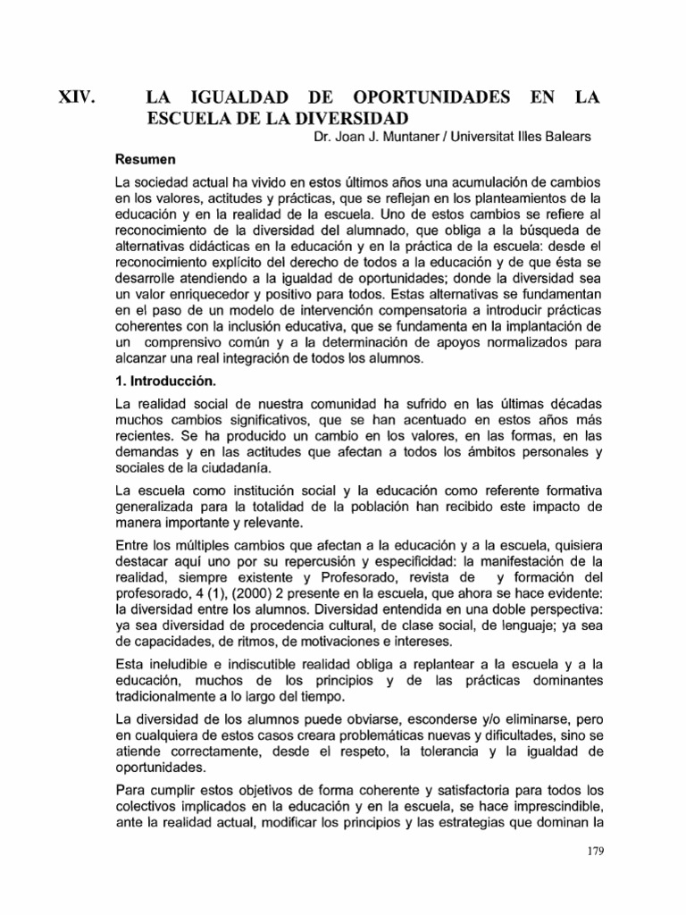 Igualdad de oportunidades en la escuela de la diversidad | PDF ...