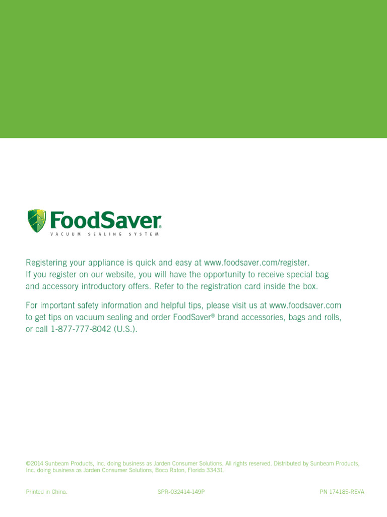 FoodSaver FM2000-000 - InstructionManual | PDF | Vegetables | Refrigerator