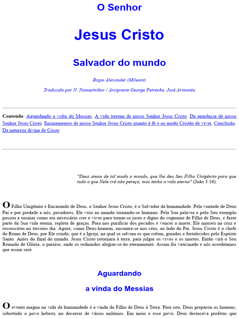 Jesus Cristo: O Salvador do Mundo | PDF | Jesus | O Reino de Deus
