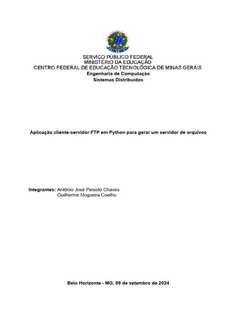 Aplica o cliente servidor ftp em python para gerar um servidor de