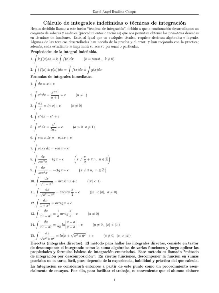 Intergral Indefinida | PDF | Integral | Cálculo