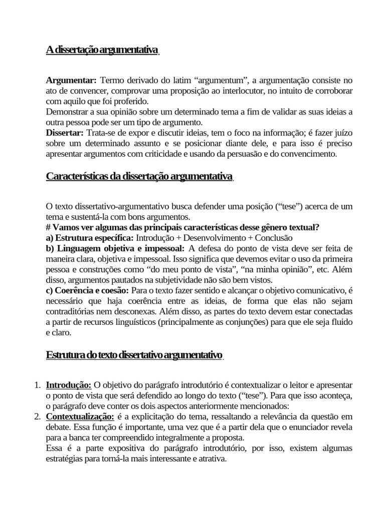 Guia Completo da Dissertação Argumentativa | PDF | Argumento