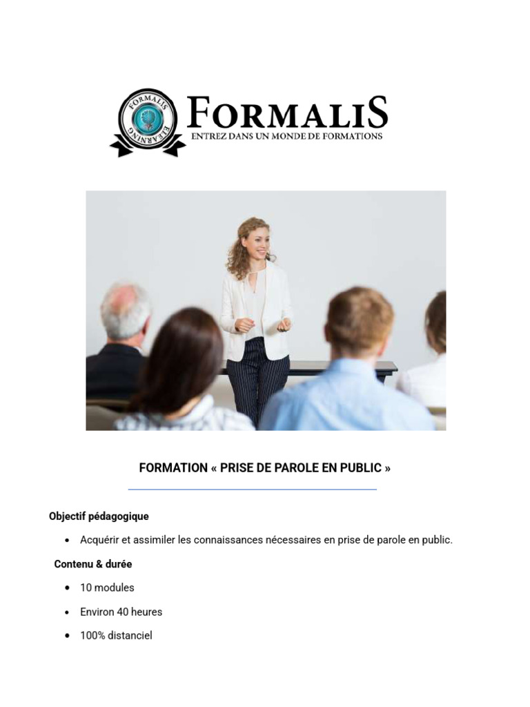 Formation en Prise de Parole Efficace | PDF | Technologies de l ...
