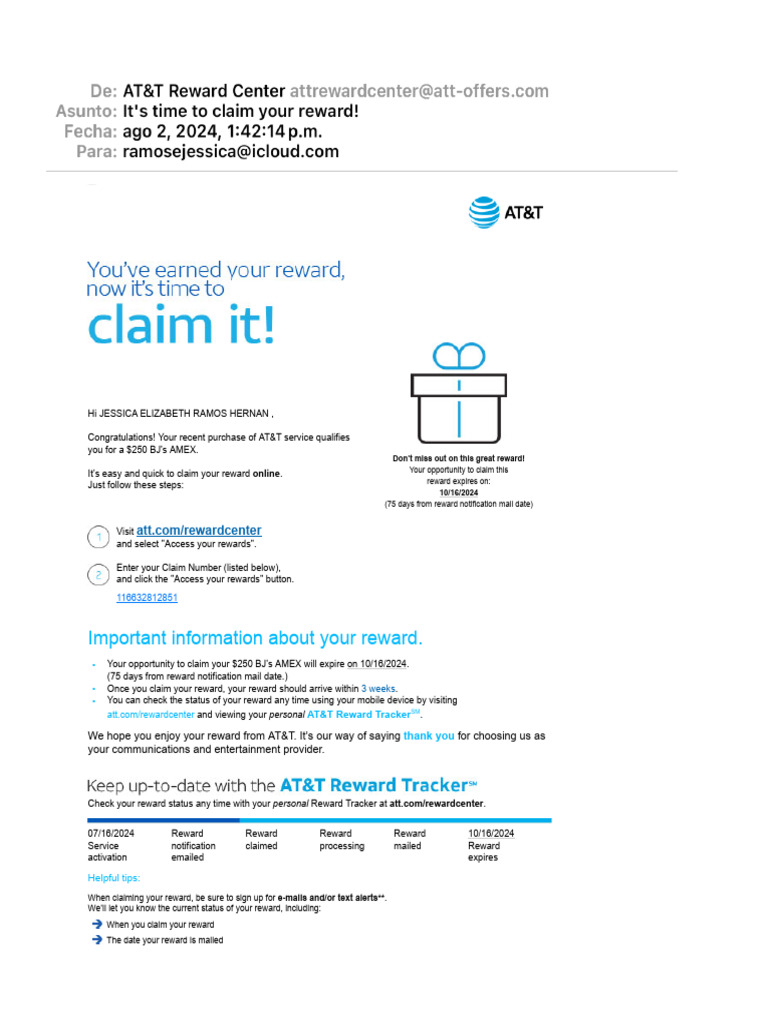 Claim Your $250 AT&T Reward Today | PDF | At&T | Internet