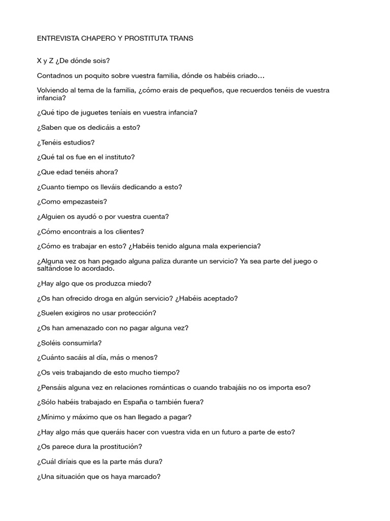 Entrevista a Chapero y Prostituta Trans | PDF | Relaciones personales ...