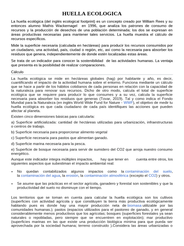 Huella Ecologica | PDF | Ambiente | Cuestiones ambientales